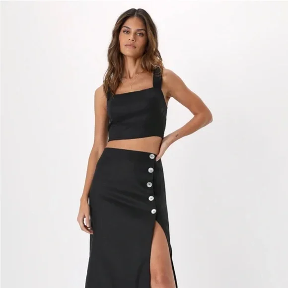 NWOT LULUS Caught in Cannes Black Cutout Cropped Tank Top SZ Small - Picture 4 of 6